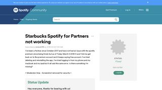 Starbucks Spotify for Partners not working - Page 26 - The Spotify ...