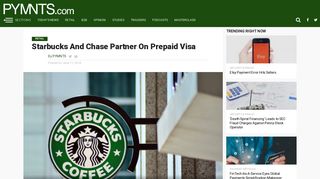Starbucks And Chase Partner On Prepaid Visa | PYMNTS.com