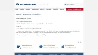 How to Log into Star Connect Plus - Westamerica Bank