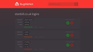 stardoll.co.uk passwords - BugMeNot