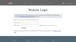 Stargate Connections Inc. - Web Site Login