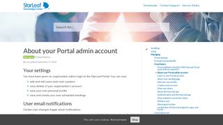 About your Portal admin account – StarLeaf Knowledge Center