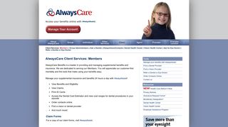 AlwaysCare Client Services: Members - AlwaysCare Benefits