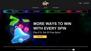 Starspins - Play £10, Get 30 Free Spins