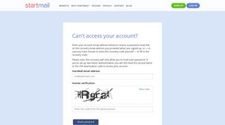 StartMail - Reset password