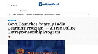 Govt. Launches 'Startup India Learning Program' - A Free Online ...