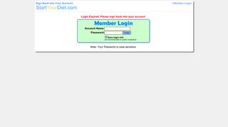 Sign Back Into Your Account - StartYourDiet.com