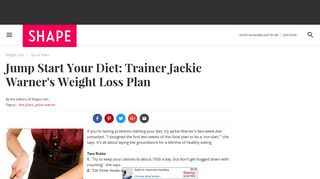 Jump Start Your Diet: Trainer Jackie Warner's ... - Shape Magazine