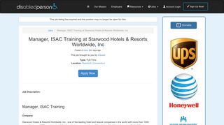 Manager, ISAC Training at Starwood Hotels & Resorts Worldwide, Inc ...