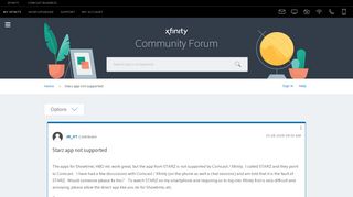 Starz app not supported - Xfinity Help and Support Forums - 3041068