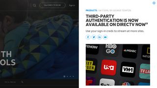 Products Third-party authentication is now available on DIRECTV NOW