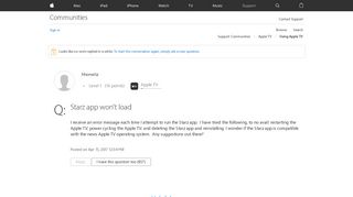 Starz app won't load - Apple Community - Apple Discussions