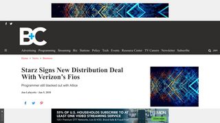 Starz Signs New Distribution Deal With Verizon's Fios - Broadcasting ...