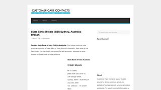 State Bank of India (SBI) Sydney, Australia Branch | Customer Care ...