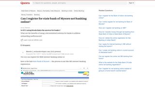 Can I register for state bank of Mysore net banking online? - Quora