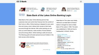 State Bank of the Lakes Online Banking Login - CC Bank