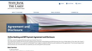 Agreement and Disclosure - State Bank of The Lakes