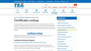 Certificate Lookup - The Texas Education Agency