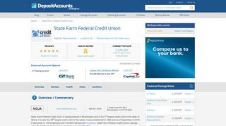 State Farm Federal Credit Union Reviews and Rates - Deposit Accounts