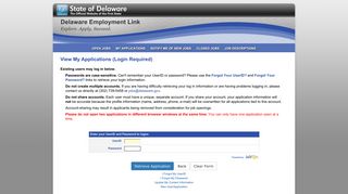 View My Applications - Logon - State of Delaware - Jobaps