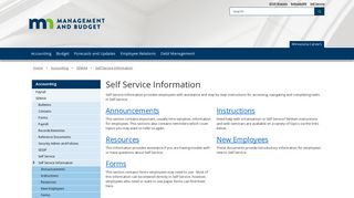 Self Service Information / Minnesota Management and Budget (MMB)