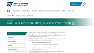 Your SASS superannuation, your investment strategy - State Super