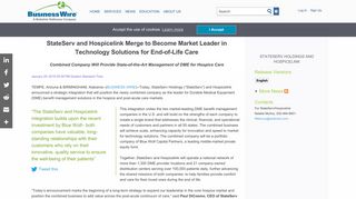 StateServ and Hospicelink Merge to Become Market Leader in ...