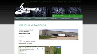 Missouri Warehouse | Statewide Tire | Illinois, Iowa, Missouri