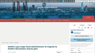 StatPro says major fund administrator to migrate to StatPro Revolution ...