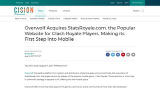 Overwolf Acquires StatsRoyale.com, the Popular Website for Clash ...