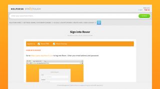 Sign into Rover : Helpdesk StayNTouch