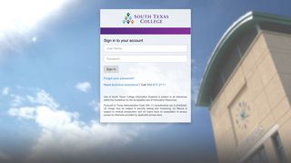 South Texas College's Single Sign-On Page