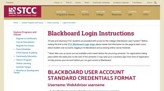 Login Instructions - Springfield Technical Community College