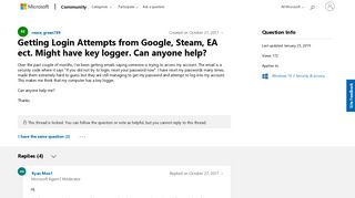 Getting Login Attempts from Google, Steam, EA ect. Might have key ...