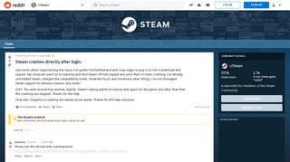 Steam crashes directly after login. : Steam - Reddit