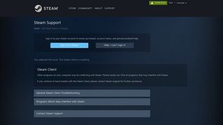 Steam Support - The Steam Client is crashing