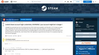 Leaked steam account login credentials, WARNING ! your account ...