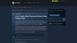 Can't Login After Password Reset (Help Needs Help) :: Help and ...