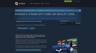 Redeem a Steam Gift Card or Wallet Code
