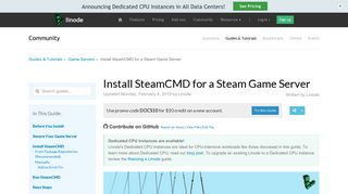 Install SteamCMD for a Steam Game Server - Linode