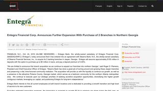 Entegra Financial Corp. Announces Further Expansion With Purchase ...