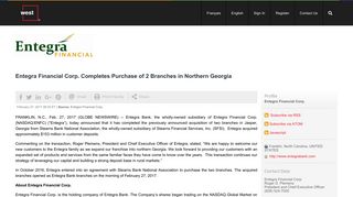 Entegra Financial Corp. Completes Purchase of 2 Branches in ...