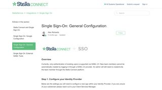 Single Sign-On: General Configuration – StellaService