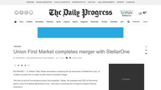 Union First Market completes merger with StellarOne | Local News ...