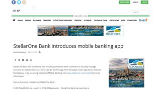 StellarOne Bank introduces mobile banking app | Blogs | roanoke.com