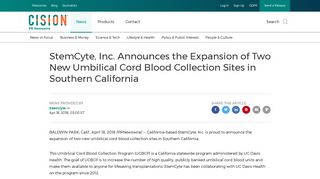 StemCyte, Inc. Announces the Expansion of Two New Umbilical Cord ...
