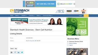 Stemtech Health Sciences - Stem Cell Nutrition - Steinbachonline.com