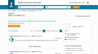 Step 1 Credit LLC | Complaints | Better Business Bureau® Profile