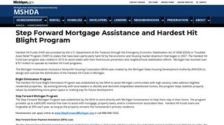 Step Forward Mortgage Assistance and Hardest Hit ... - State of Michigan