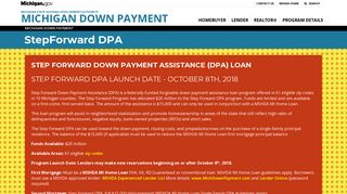 Michigan Down Payment - StepForward DPA - State of Michigan